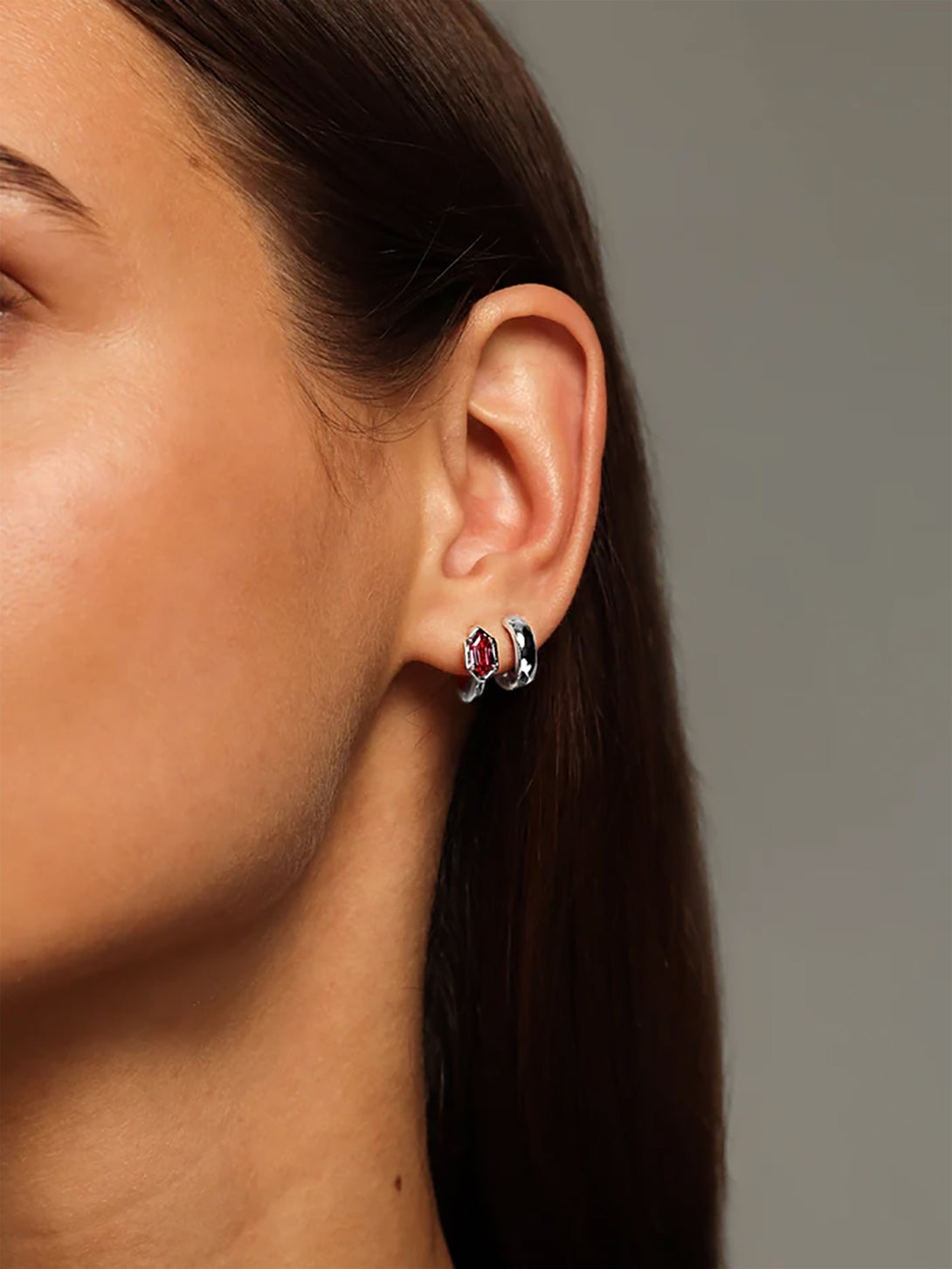 Silver Ruby Berry Huggies - Huggie Earrings - OOTDY