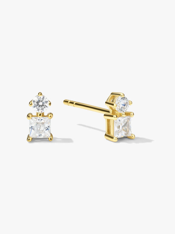 Square & Round Crystals Stud Earrings