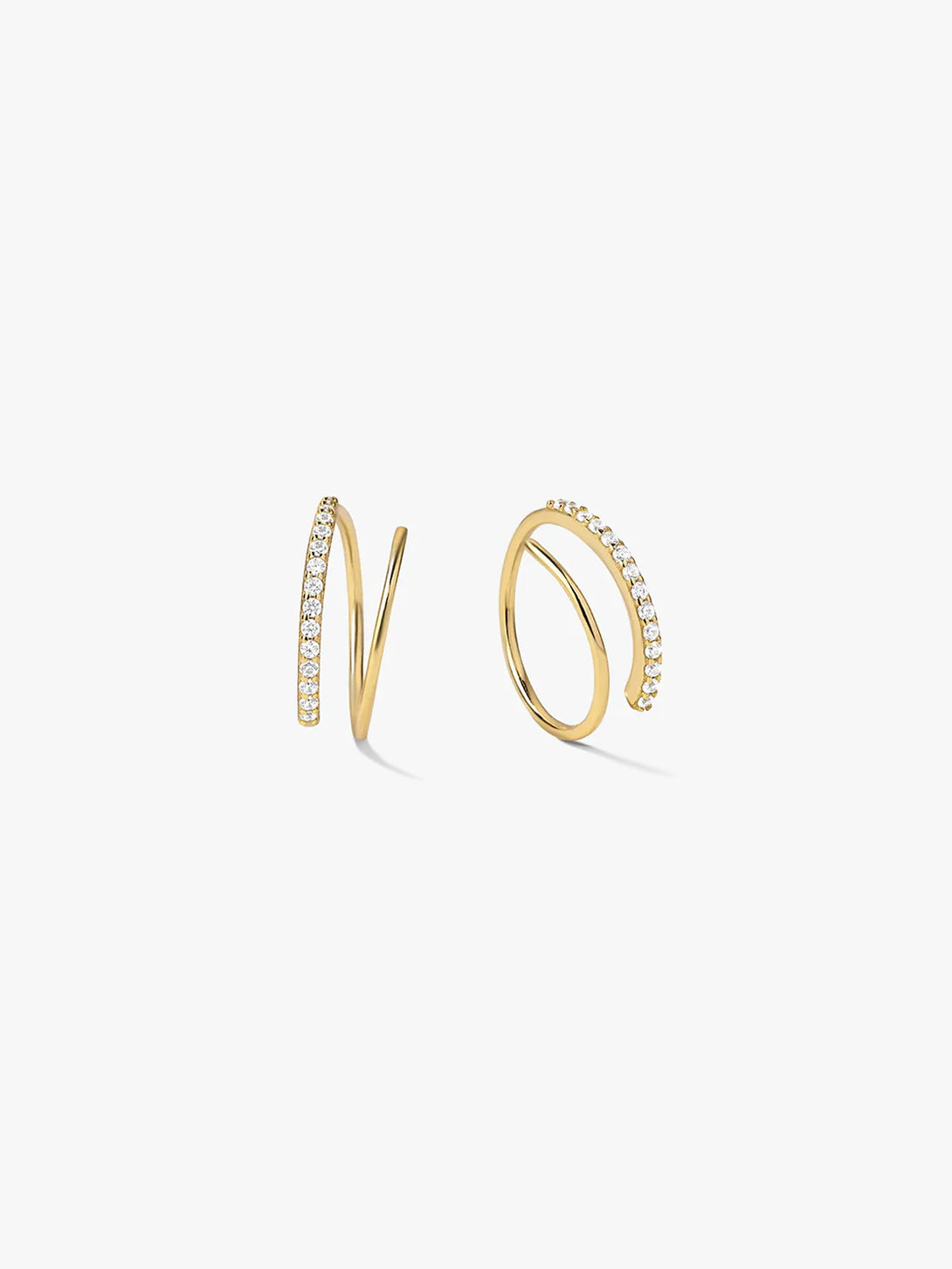 Half Pave Double Hoops - Hoop Earrings - OOTDY