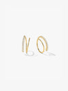 Half Pave Double Hoops - Hoop Earrings - OOTDY