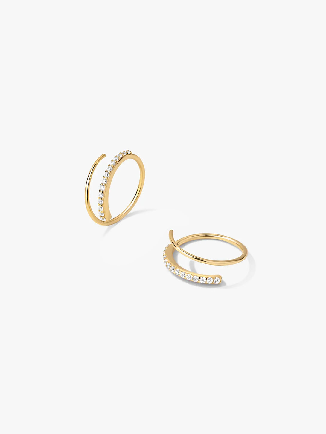 Half Pave Double Hoops - Hoop Earrings - OOTDY