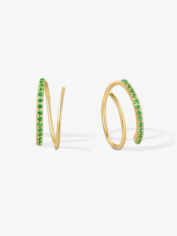 Green Half Pave Double Hoops
