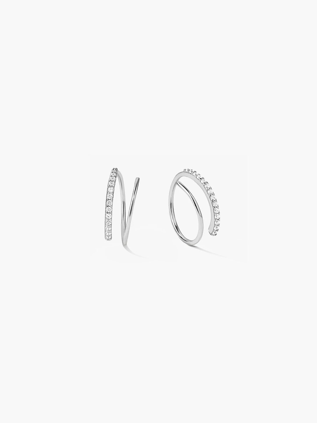 Half Pave Double Hoops - Hoop Earrings - OOTDY