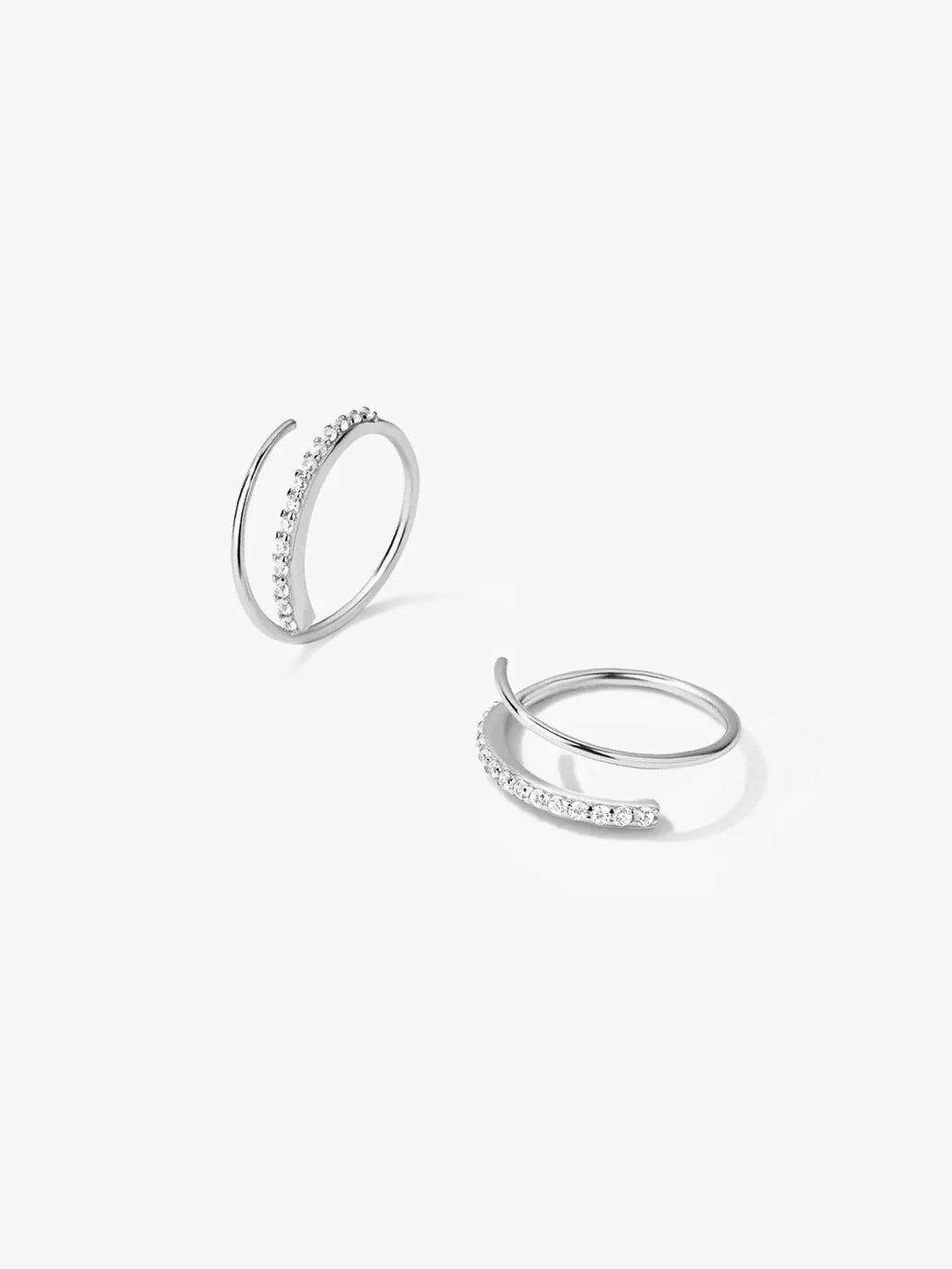 Half Pave Double Hoops - Hoop Earrings - OOTDY