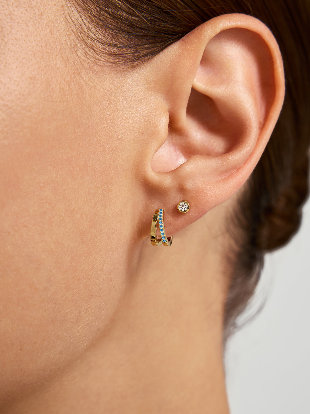 Silver Double Semicircle Huggies - Huggie Earrings - OOTDY