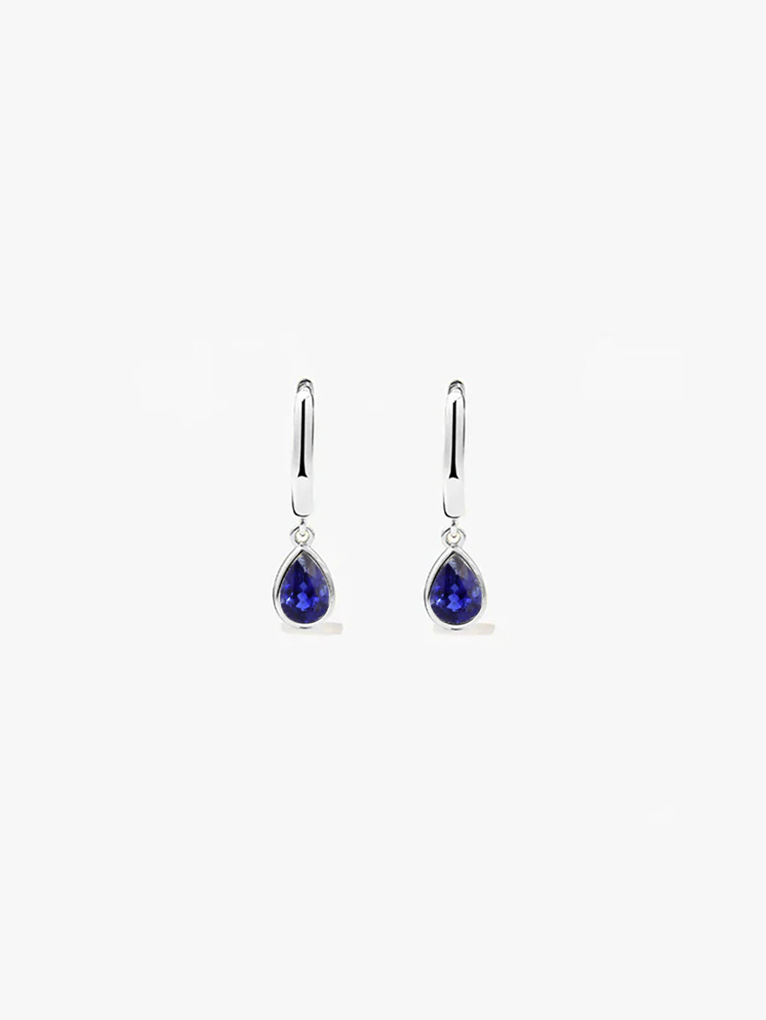 Solitaire Teardrop Blue Sapphire Drops - Drop Earrings - OOTDY
