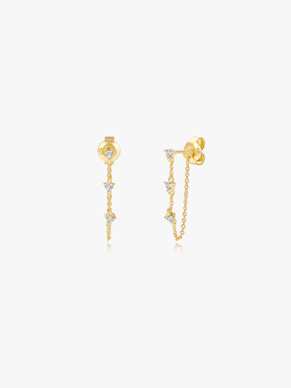 Mini Crystal Chain Studs - Stud Earrings - OOTDY