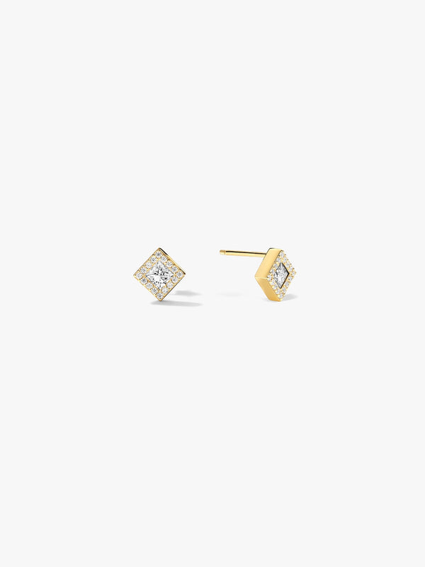 Princess-Cut Crystal Studs - Stud Earrings - OOTDY