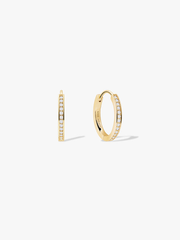 Thin Pave Crystal Hoops