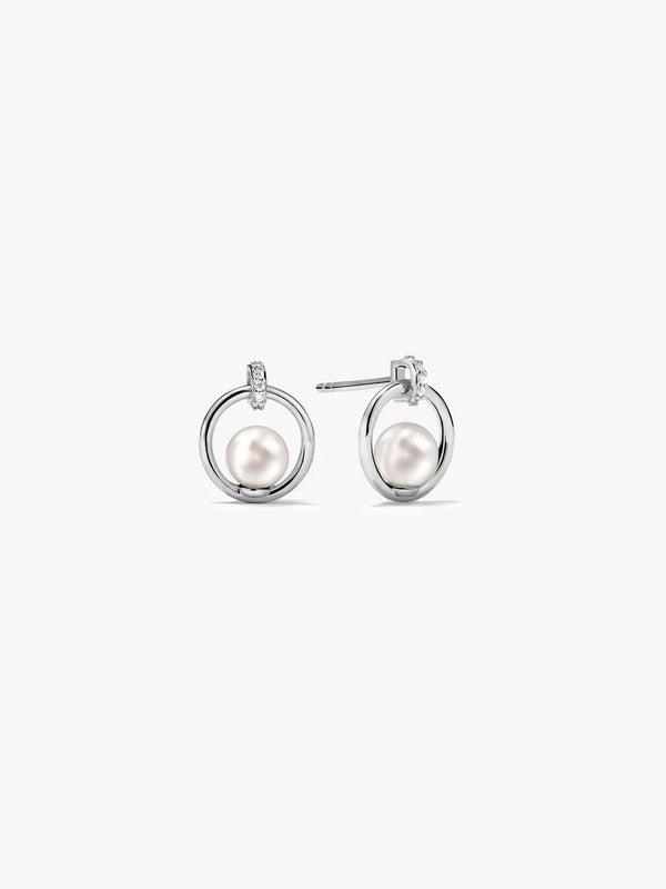 Silver Circle Pearl Studs - Stud Earrings - OOTDY