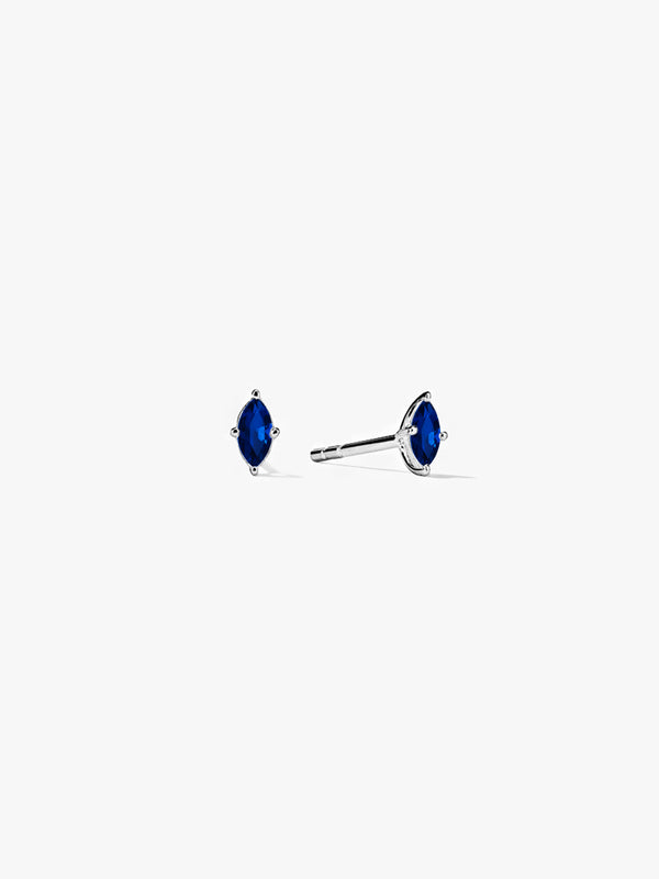 Marquise Cut Blue Sapphire Studs - Stud Earrings - OOTDY