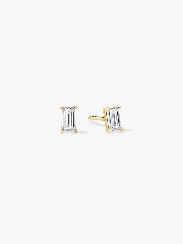 Emerald Cut Sapphire Studs