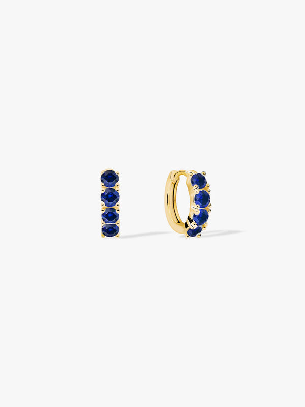 Gold Blue Sapphire Huggies - Huggie Earrings - OOTDY
