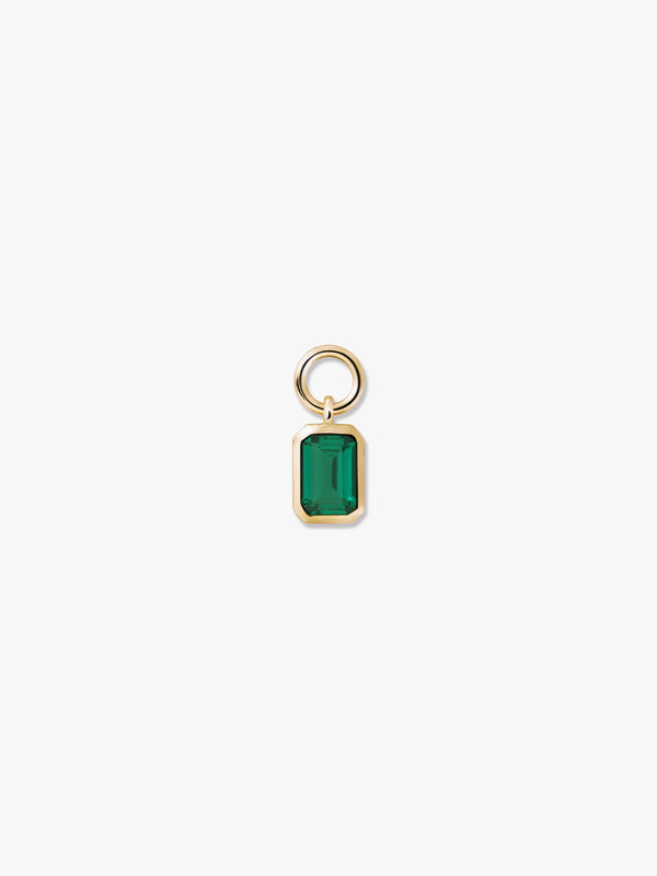 Single Emerald Cut Emerald Charm - Hoop Charms - OOTDY