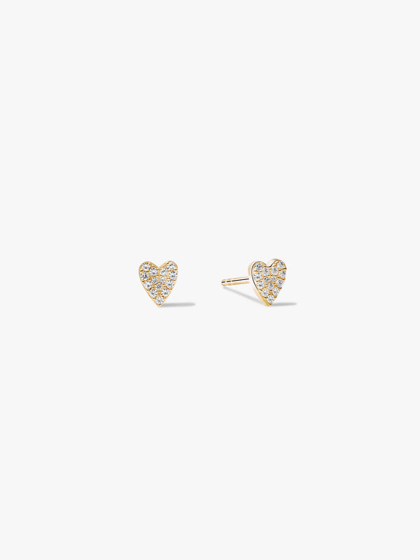 Mini Pave Heart Studs - Stud Earrings - OOTDY