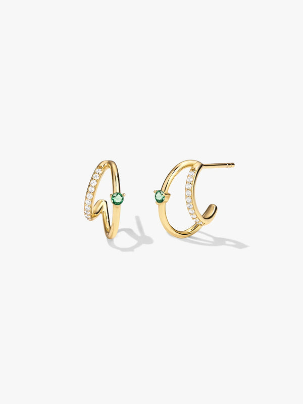 Emerald & Sapphire Double Hoops