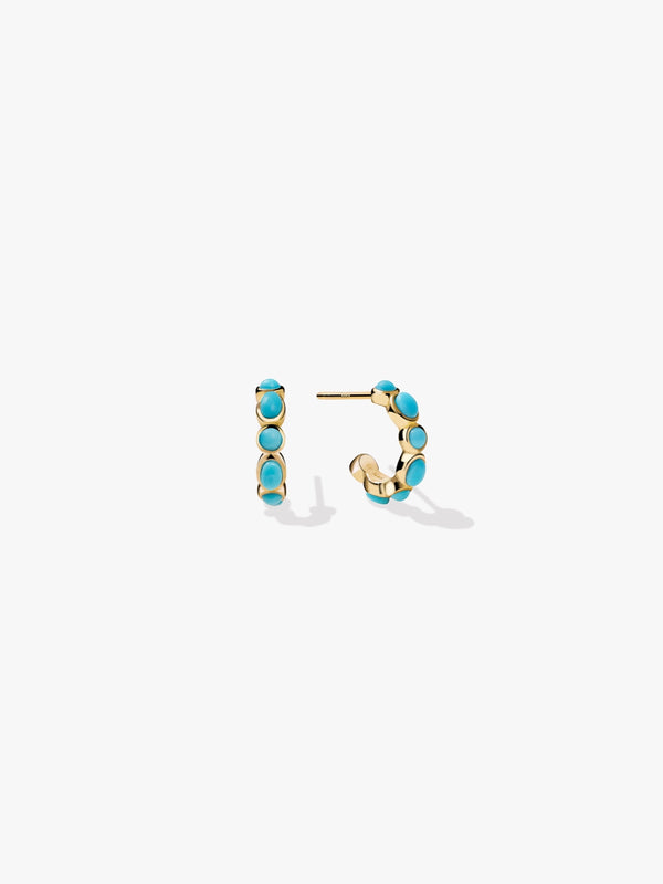 Bezel Turquoise Huggies - Huggie Earrings - OOTDY