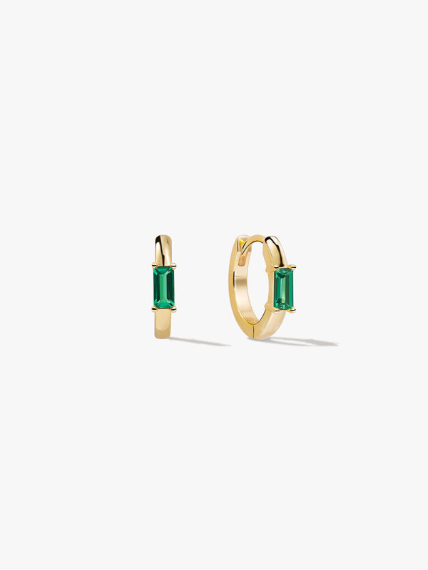 Baguette Emerald Huggies - Huggie Earrings - OOTDY