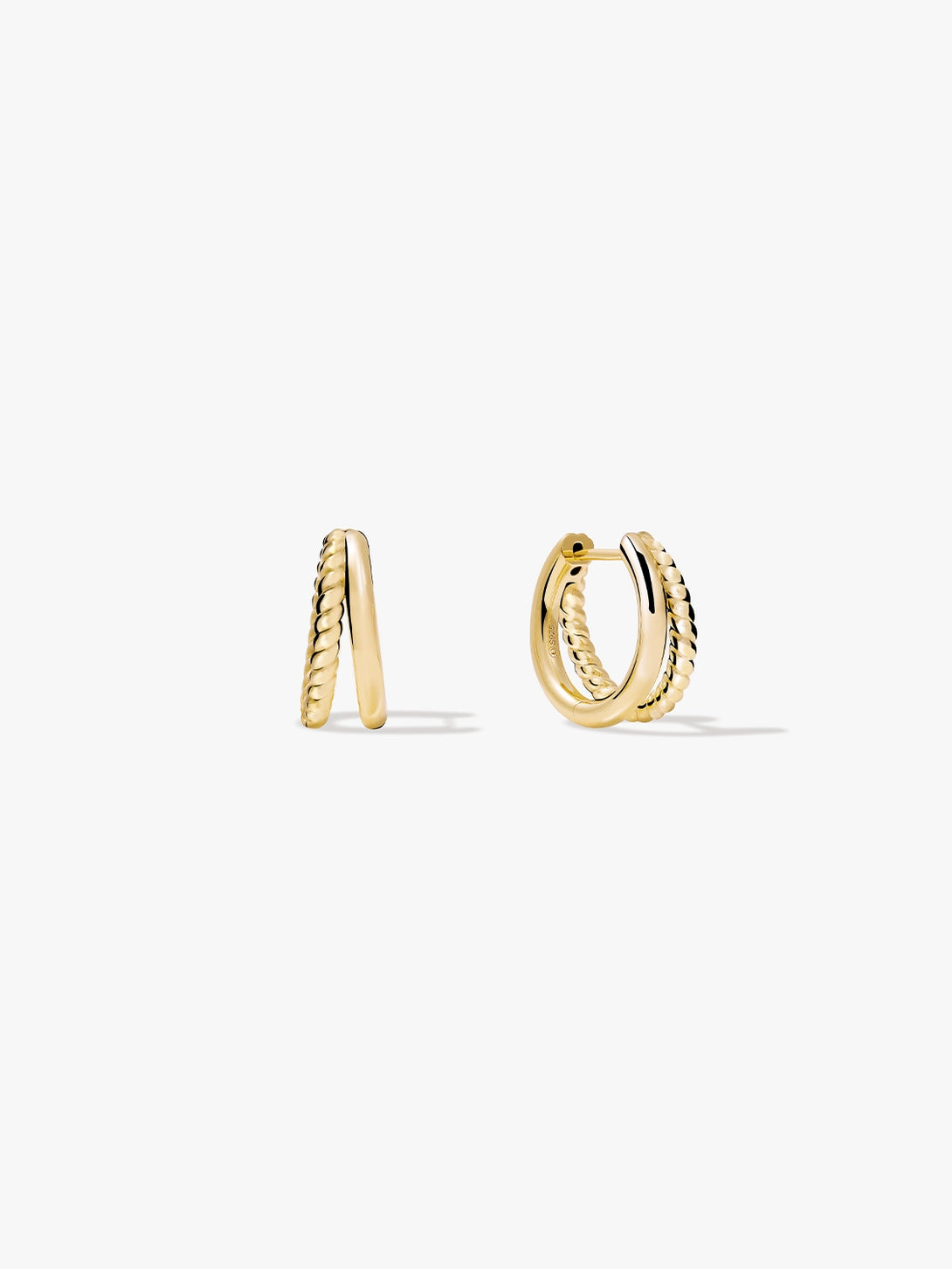 Twist Double Huggie Earrings - Gold