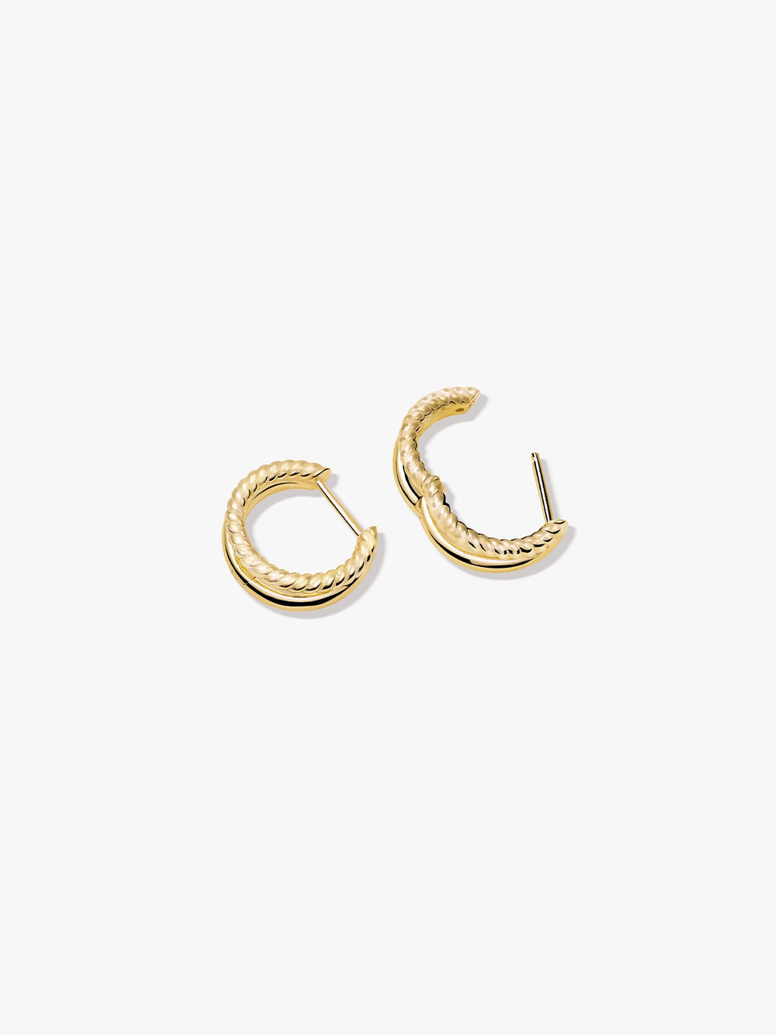 Twist Double Huggie Earrings - Gold