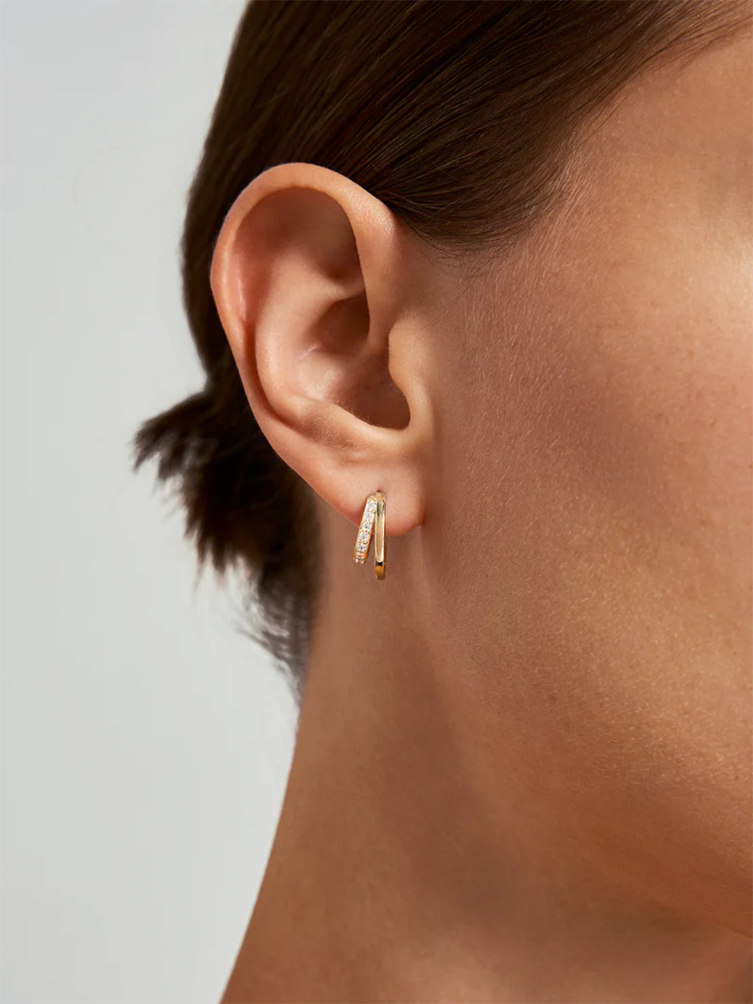 Silver Pave Arc Huggies - Huggie Earrings - OOTDY