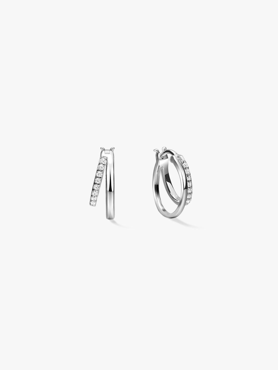 Silver Pave Arc Huggies - Huggie Earrings - OOTDY