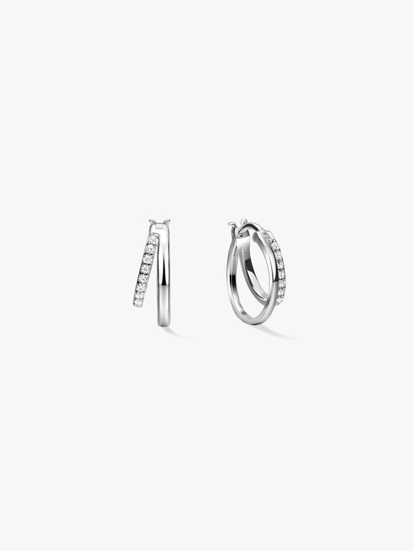 Silver Pave Arc Huggies - Huggie Earrings - OOTDY