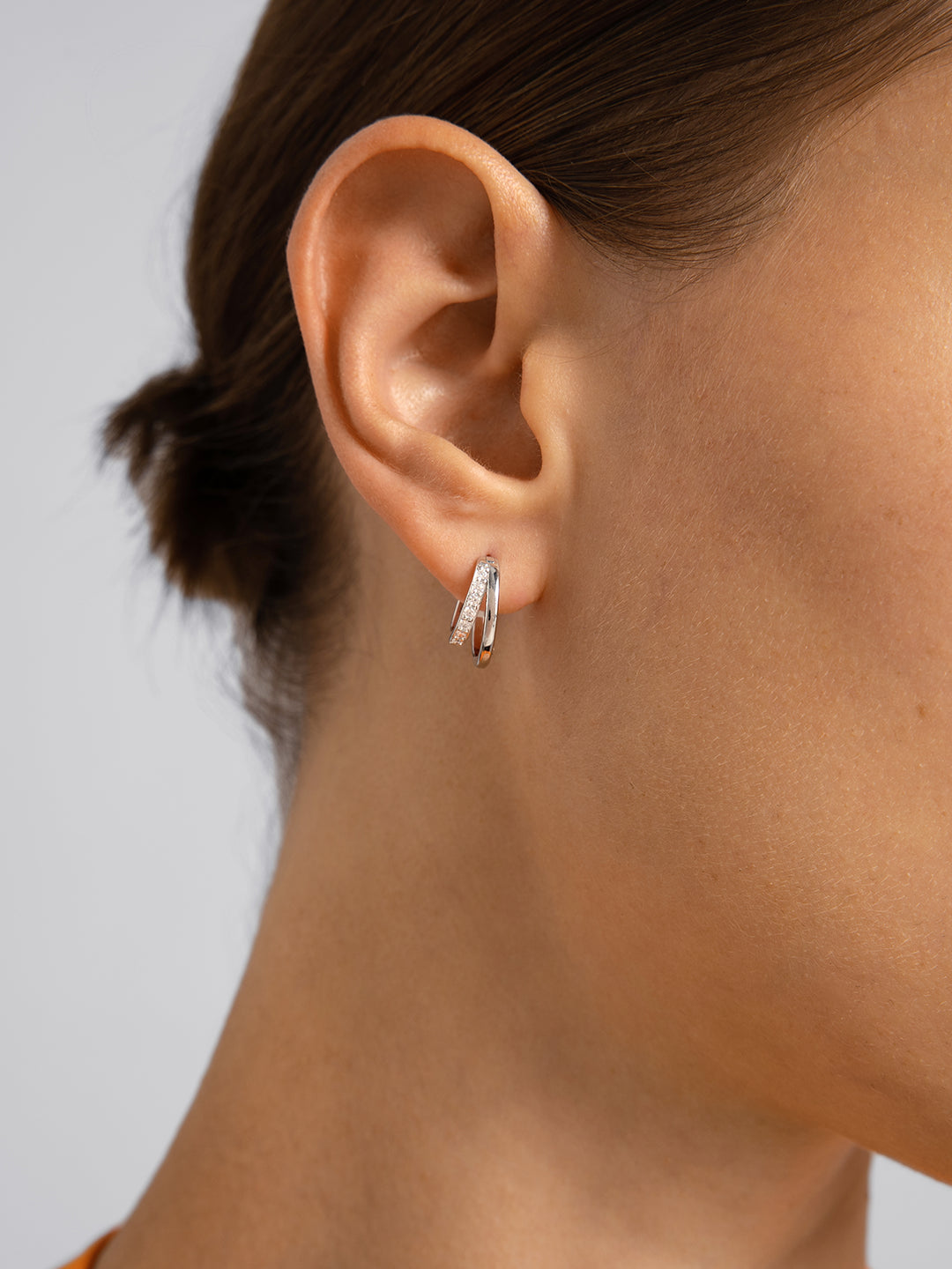 Silver Pave Arc Huggies - Huggie Earrings - OOTDY