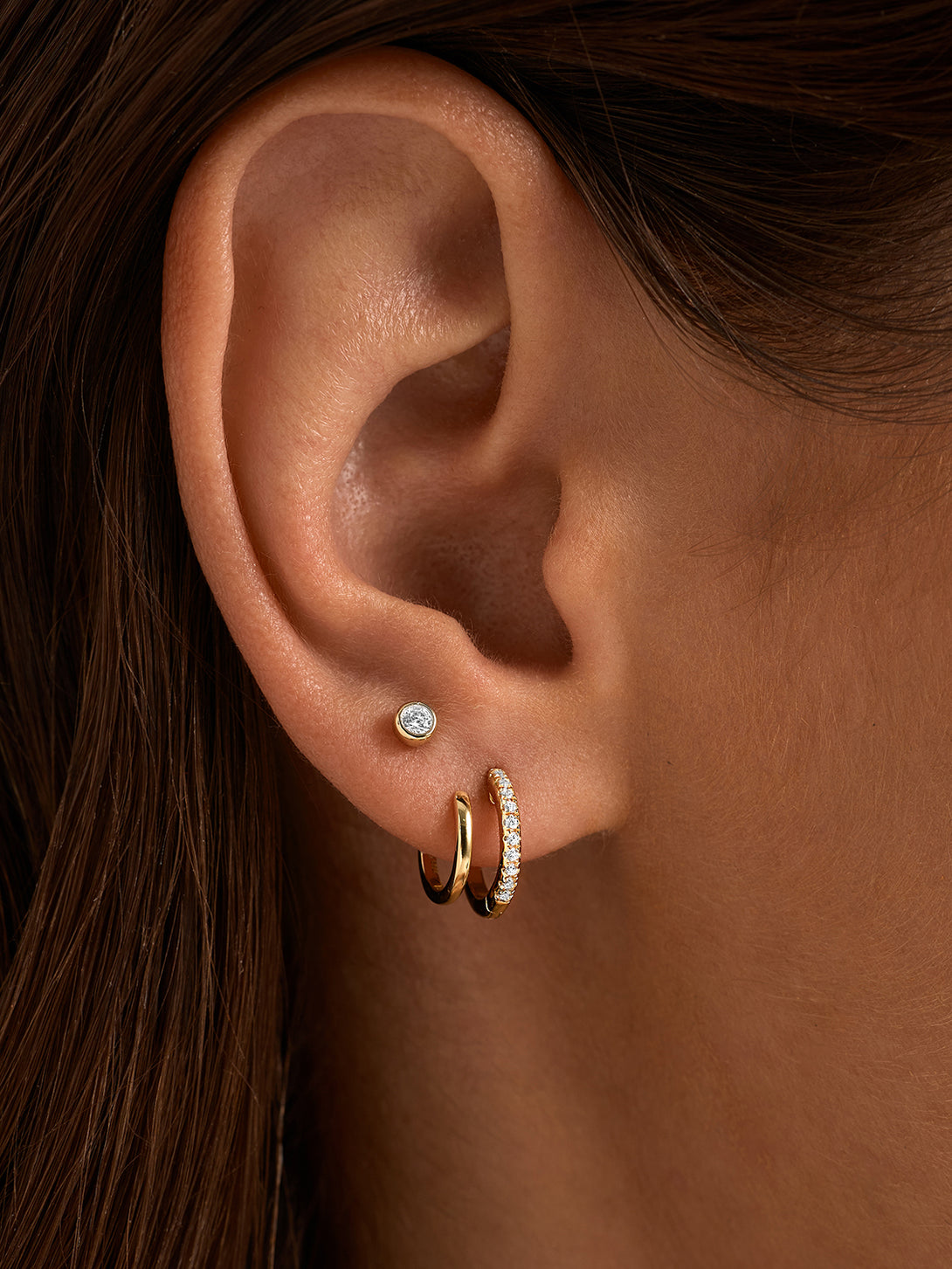 Silver Crystal Double Huggies - Huggie Earrings - OOTDY