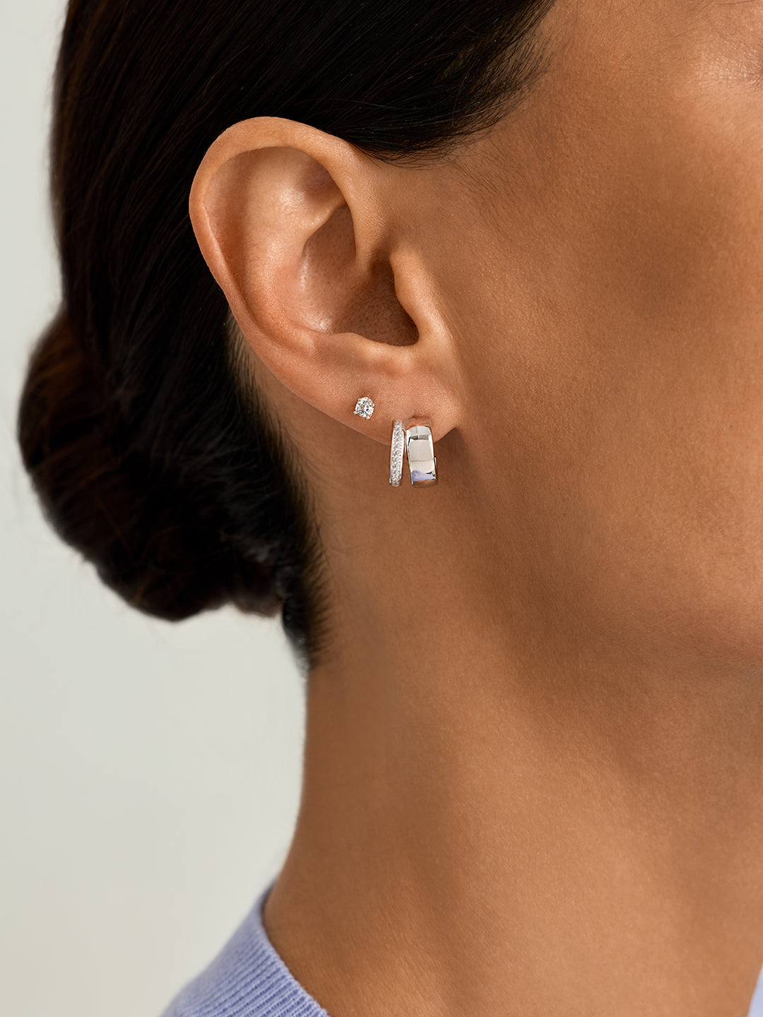 Pave Bold Double Hoops - Huggie Earrings - OOTDY