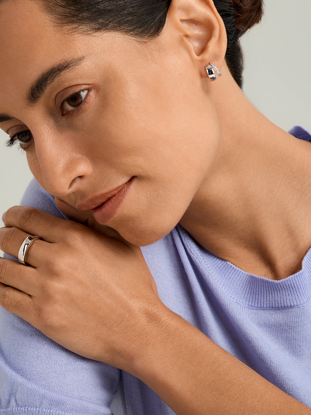 Pave Bold Double Hoops - Huggie Earrings - OOTDY