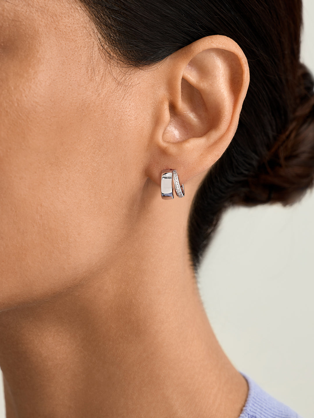 Pave Bold Double Hoops - Huggie Earrings - OOTDY