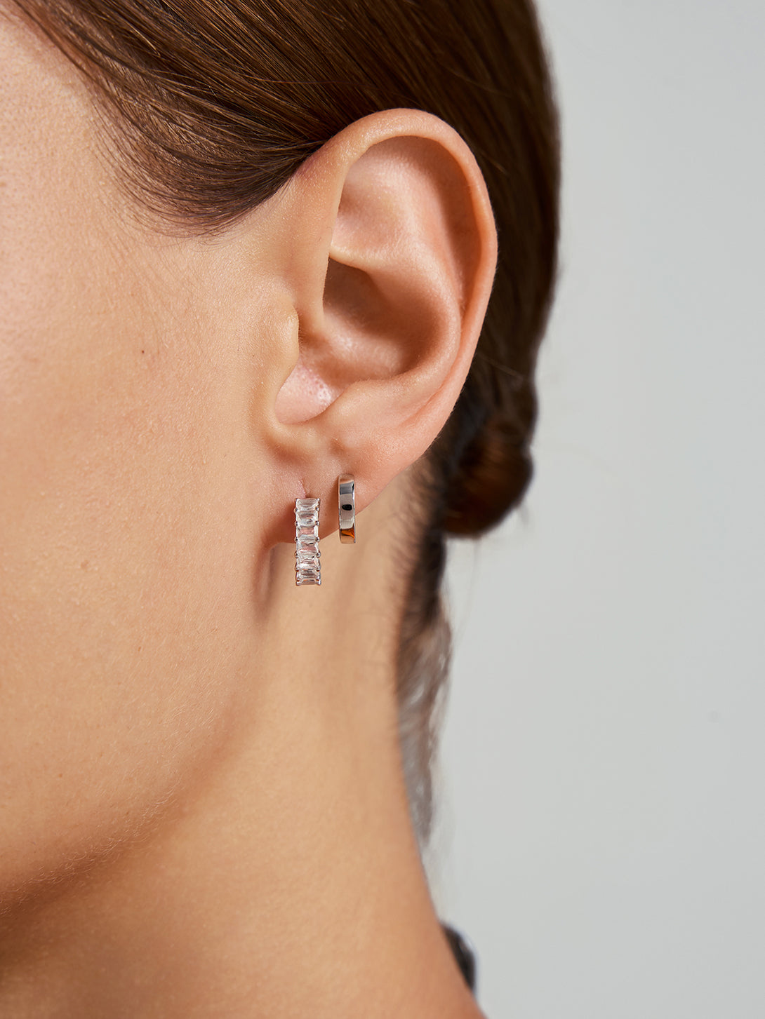 Horizontal Baguette Sapphire Huggies - Huggie Earrings - OOTDY