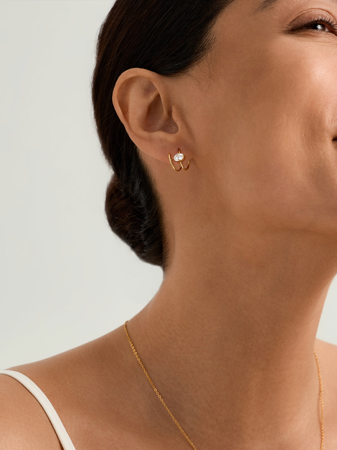 Oval Sapphire Double Huggies - Huggie Earrings - OOTDY