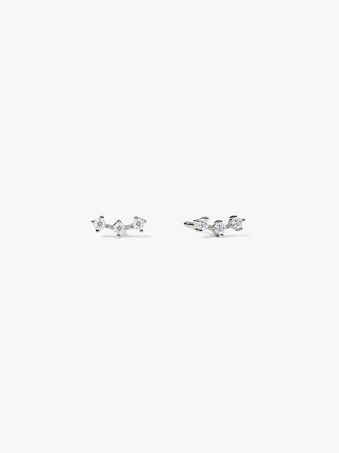 Silver Sapphire Arc Climber Studs - Stud Earrings - OOTDY