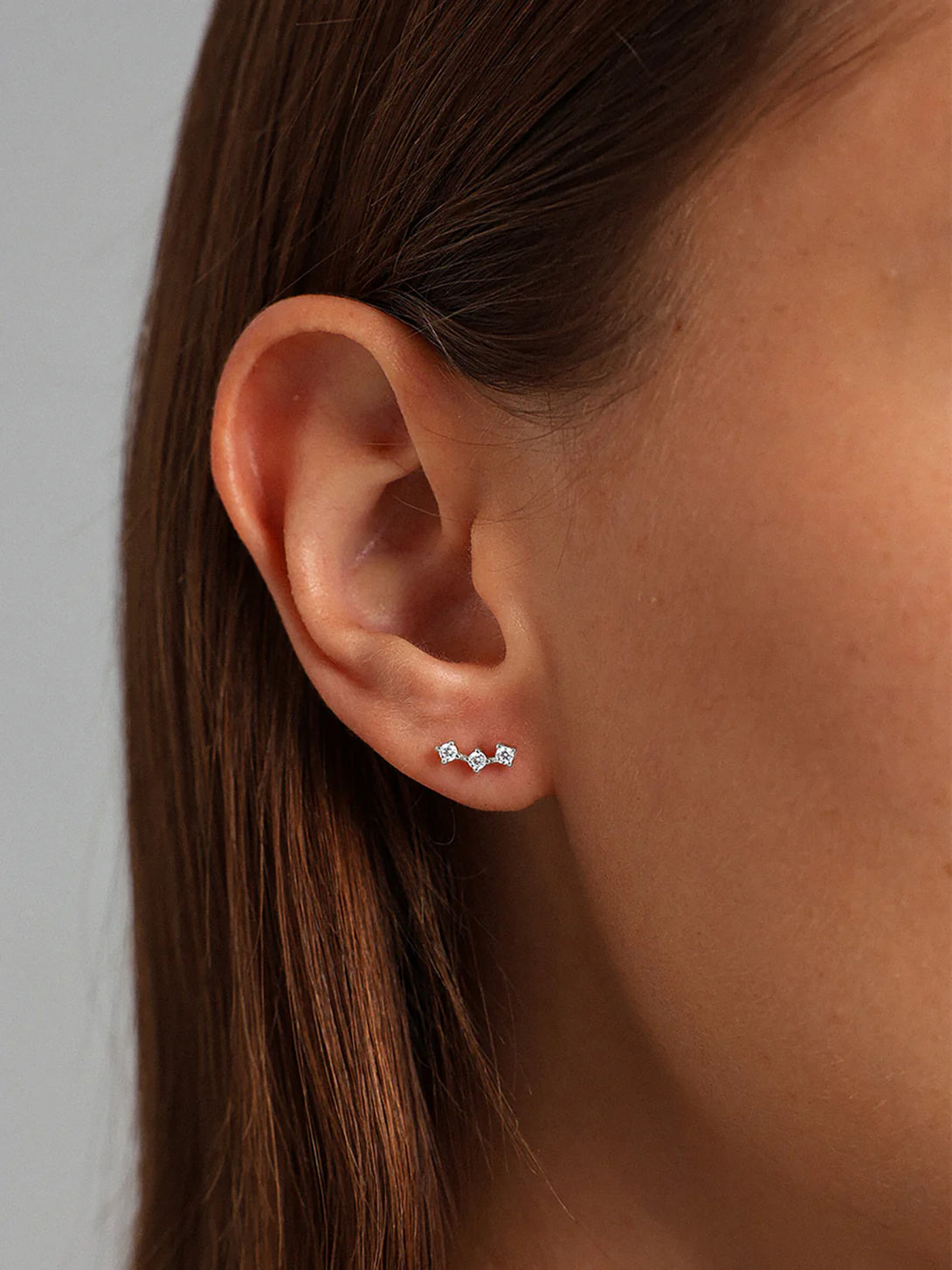 Silver Sapphire Arc Climber Studs - Stud Earrings - OOTDY