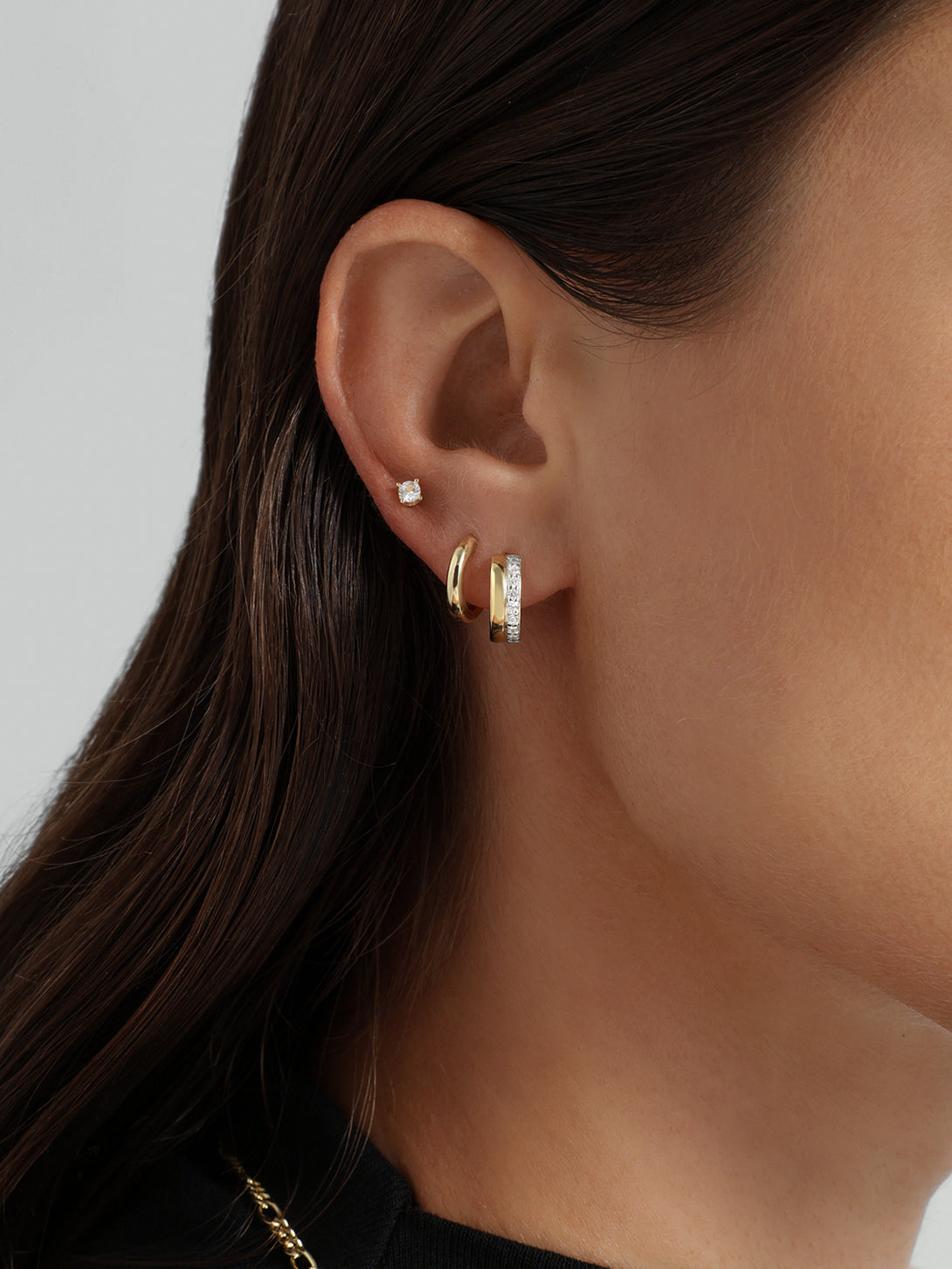 Dual Harmony Pave Huggies - Huggie Earrings - OOTDY