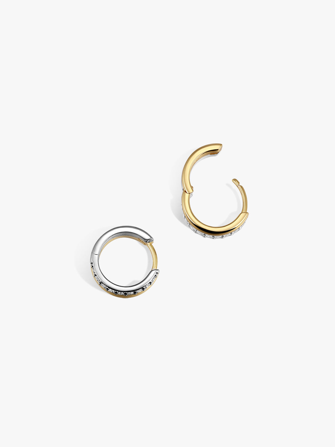 Dual Harmony Pave Huggies - Huggie Earrings - OOTDY