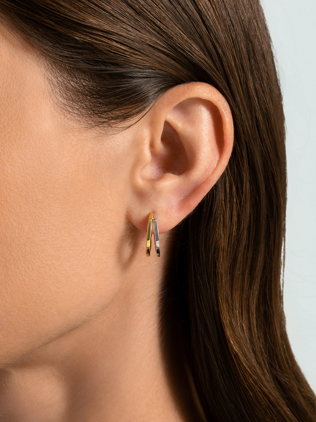 Medium Mixed Minimalist Double Semicircle Huggies - Huggie Earrings - OOTDY