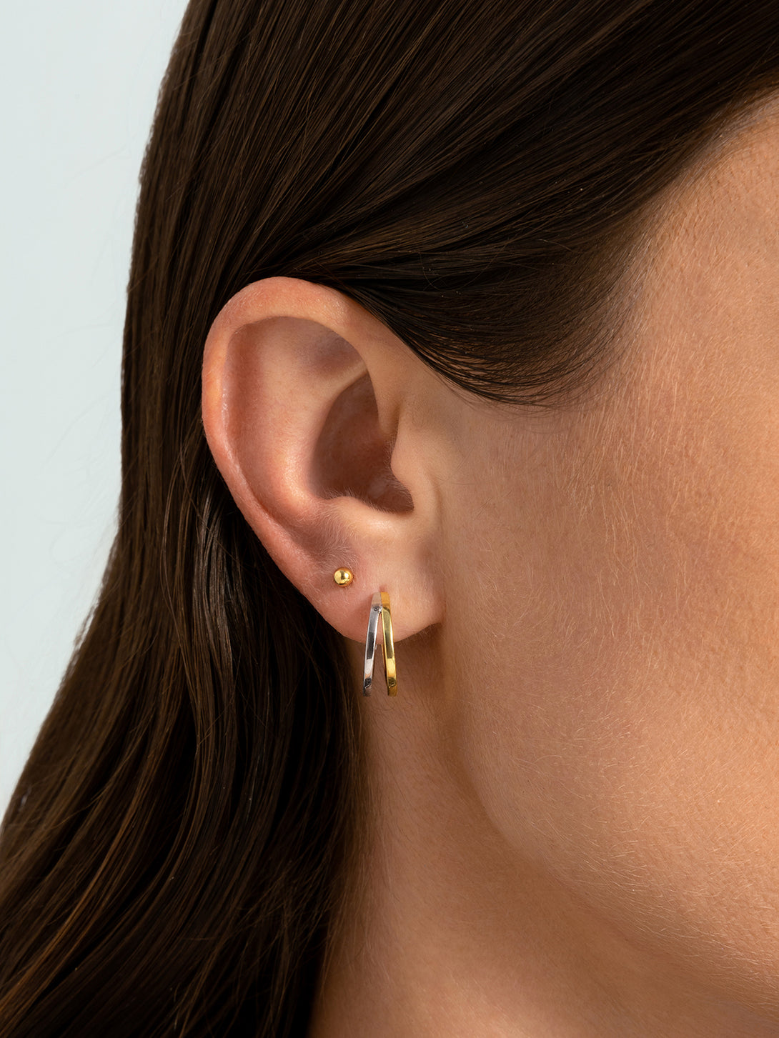 Medium Mixed Minimalist Double Semicircle Huggies - Huggie Earrings - OOTDY