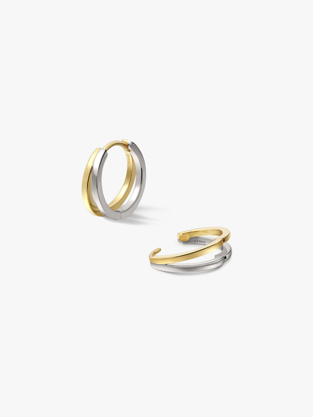 Medium Mixed Minimalist Double Semicircle Huggies - Huggie Earrings - OOTDY