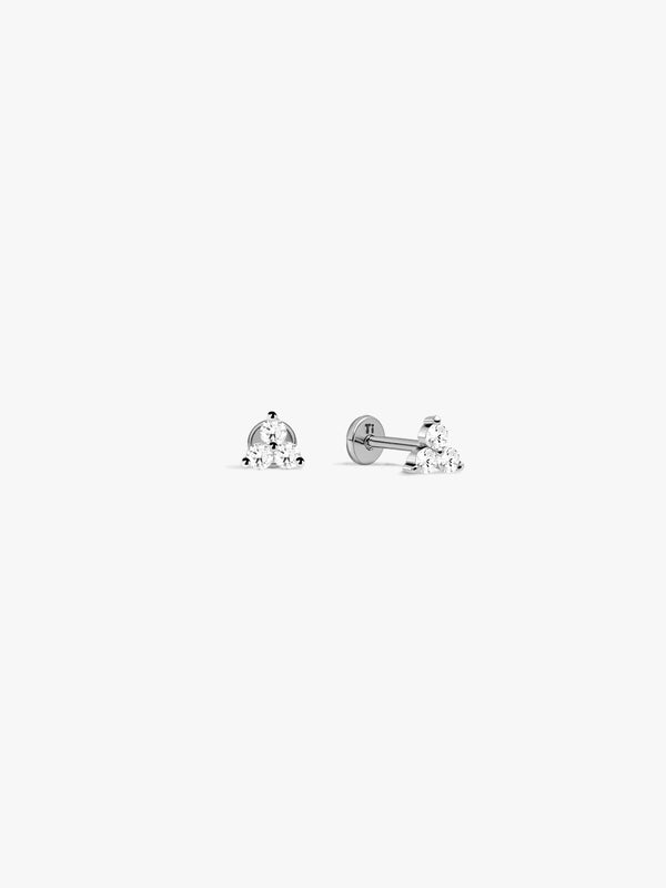Silver Trio Sapphire Flat Back Studs - Flat Back Studs - OOTDY
