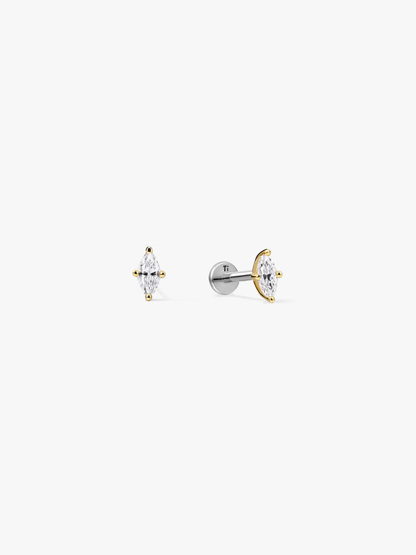 Marquise Cut Sapphire Flat Back Studs - Stud Earrings - OOTDY