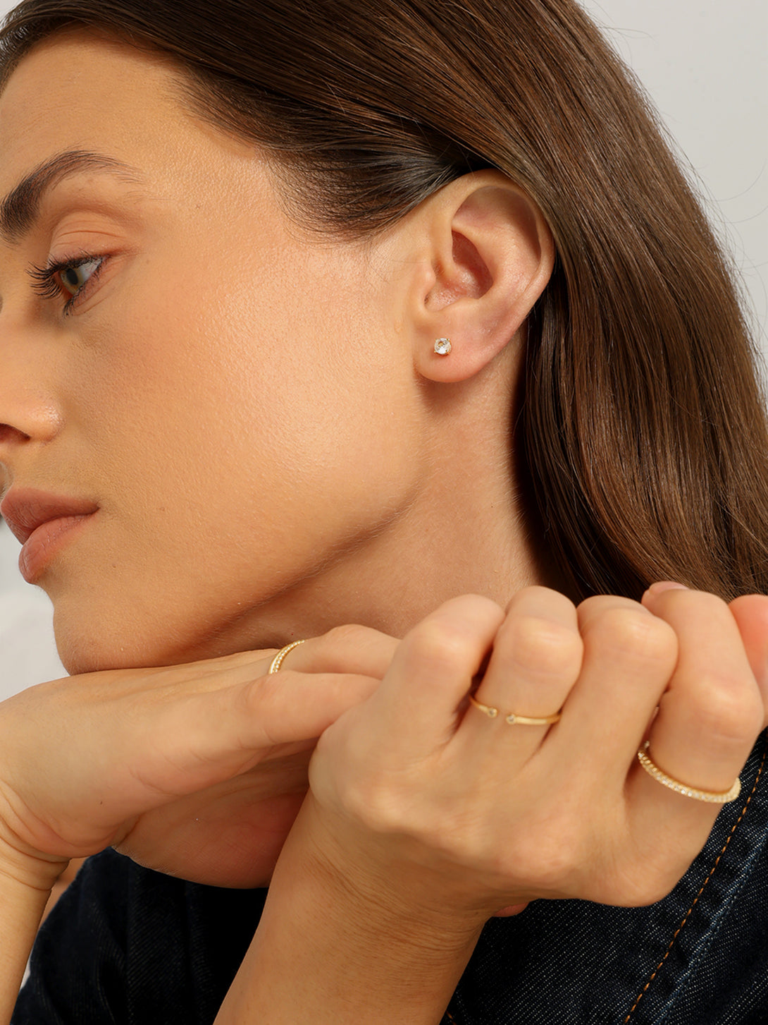 Large Diamond Studs - Stud Earrings - OOTDY