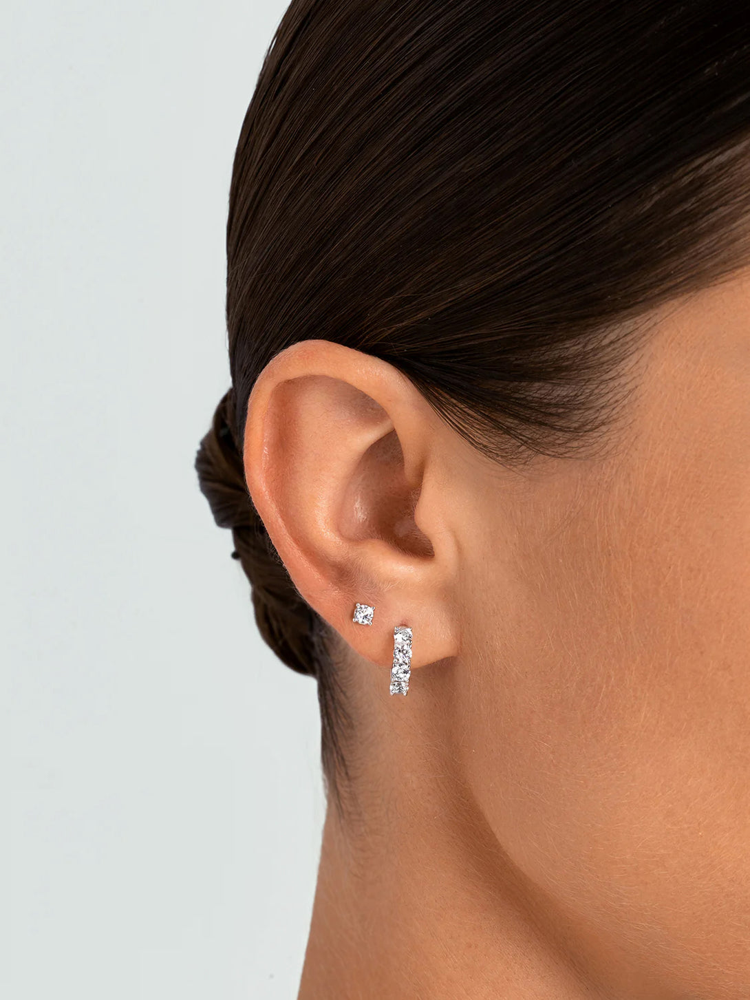 Silver Diamond Huggies - Huggie Earrings - OOTDY