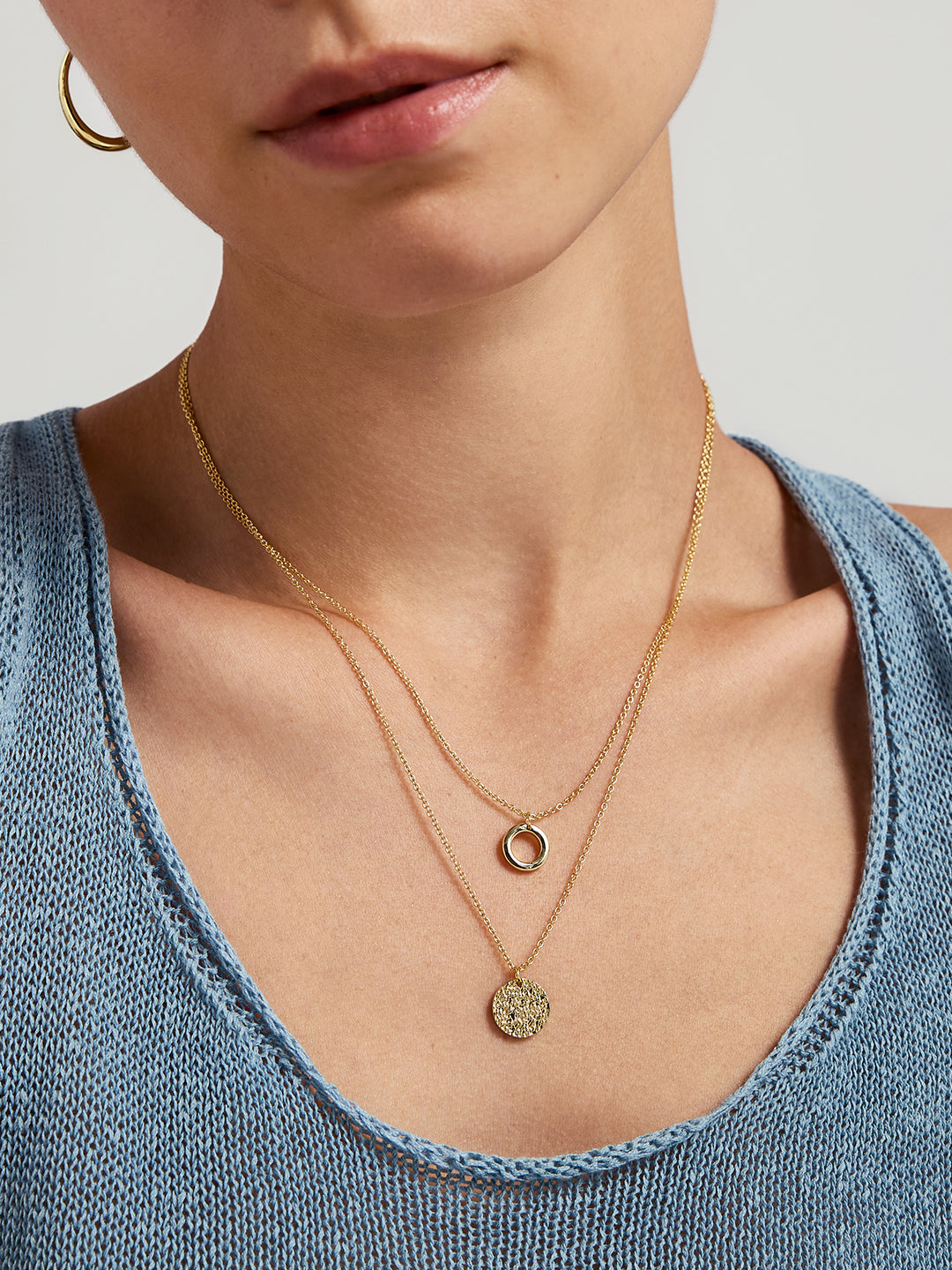 Texture Disk Layered Necklaces - Layered Necklaces - OOTDY