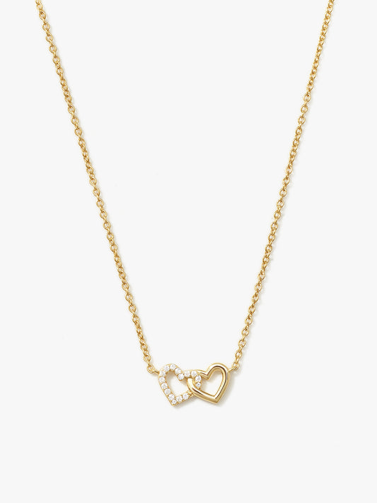 Petite Interlocking Double Heart Pendant Necklace