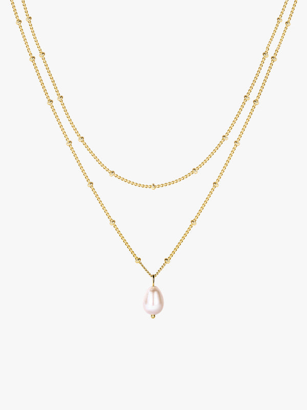 Bubble Dangling Pearl Layered Necklace