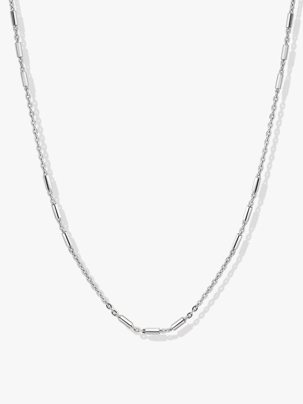 Silver Cylinder Bead Chain Necklace