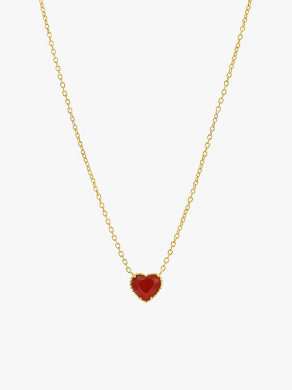 Red Heart-Cut Agate Necklace